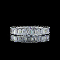 18K White Gold Eternity Band with 27 North-South Prong Set Emerald Cut Lab Diamonds - 3.20 Carat Total Weight, E-F Color VS Clarity - Covaloro Fine Jewelry