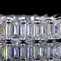 18K White Gold Eternity Band with 27 North-South Prong Set Emerald Cut Lab Diamonds - 3.20 Carat Total Weight, E-F Color VS Clarity - Covaloro Fine Jewelry