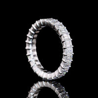 18K White Gold Eternity Band with 27 North-South Prong Set Emerald Cut Lab Diamonds - 3.20 Carat Total Weight, E-F Color VS Clarity - Covaloro Fine Jewelry