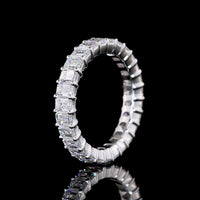 18K White Gold Eternity Band with 27 North-South Prong Set Emerald Cut Lab Diamonds - 3.20 Carat Total Weight, E-F Color VS Clarity - Covaloro Fine Jewelry