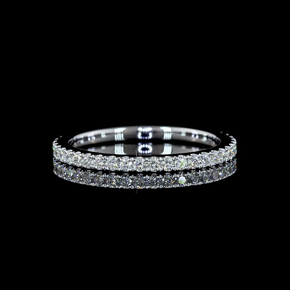 18K White Gold Eternity Band with 42 Prong-Set Round Brilliant Lab Diamonds - 0.46 Carat Total Weight - Covaloro Fine Jewelry