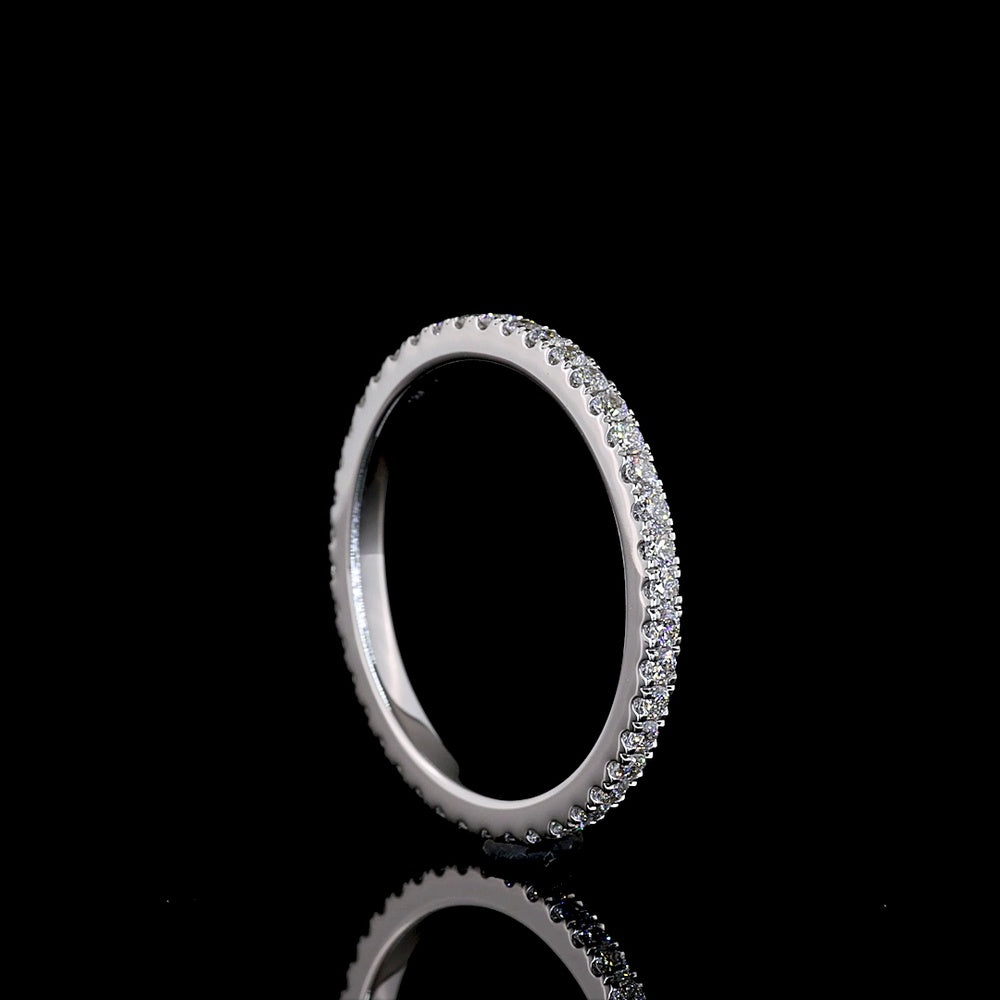 18K White Gold Eternity Band with 42 Prong-Set Round Brilliant Lab Diamonds - 0.46 Carat Total Weight - Covaloro Fine Jewelry