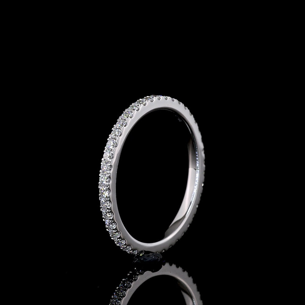 18K White Gold Eternity Band with 42 Prong-Set Round Brilliant Lab Diamonds - 0.46 Carat Total Weight - Covaloro Fine Jewelry