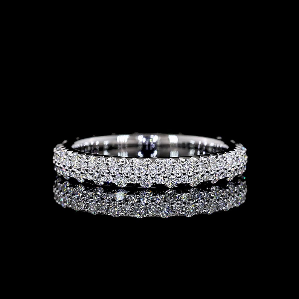 18K White Gold Eternity Band with 96 Staggered Prong Set Round Lab Diamonds - E-F VS1 Clarity - 0.64 Carat Total Diamond Weight - Covaloro Fine Jewelry