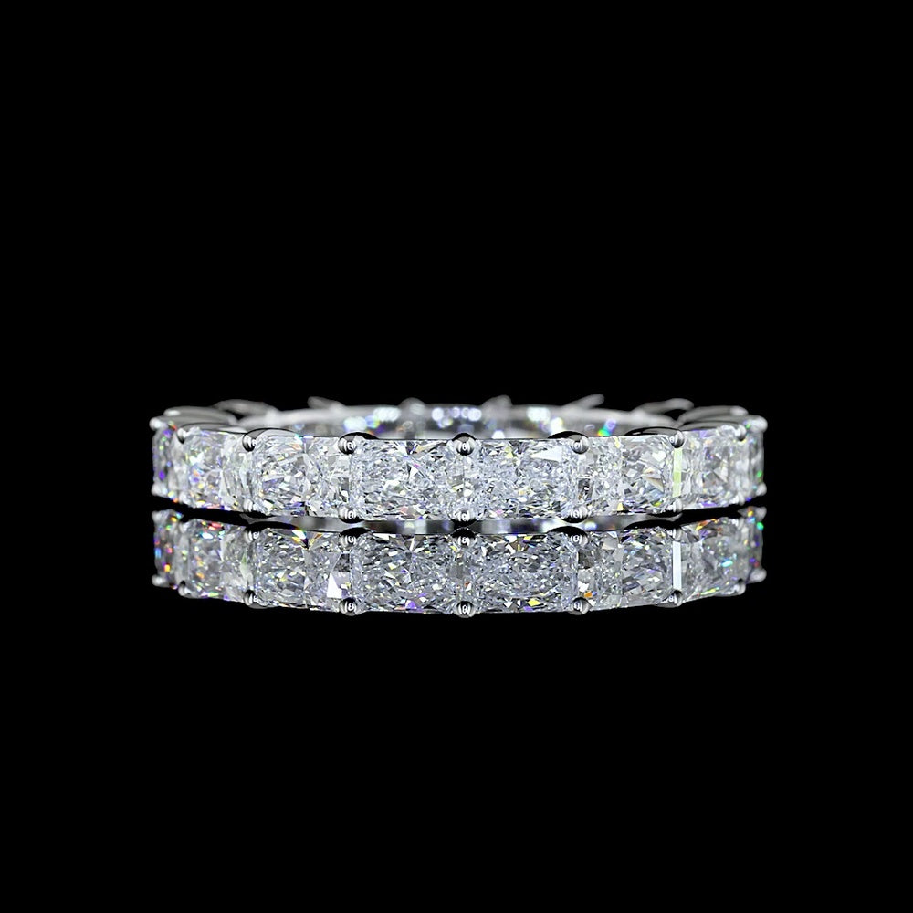 18K White Gold Eternity Band with East-West Prong Set Radiant Cut Lab Diamonds - 2.59 Carat Total Weight, E-F Color VS Clarity - Covaloro Fine Jewelry