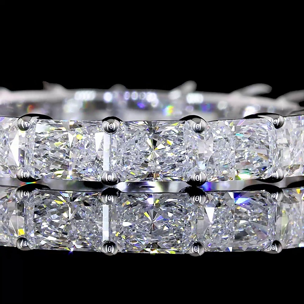 18K White Gold Eternity Band with East-West Prong Set Radiant Cut Lab Diamonds - 2.59 Carat Total Weight, E-F Color VS Clarity - Covaloro Fine Jewelry