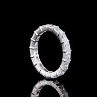18K White Gold Eternity Band with East-West Prong Set Radiant Cut Lab Diamonds - 2.59 Carat Total Weight, E-F Color VS Clarity - Covaloro Fine Jewelry