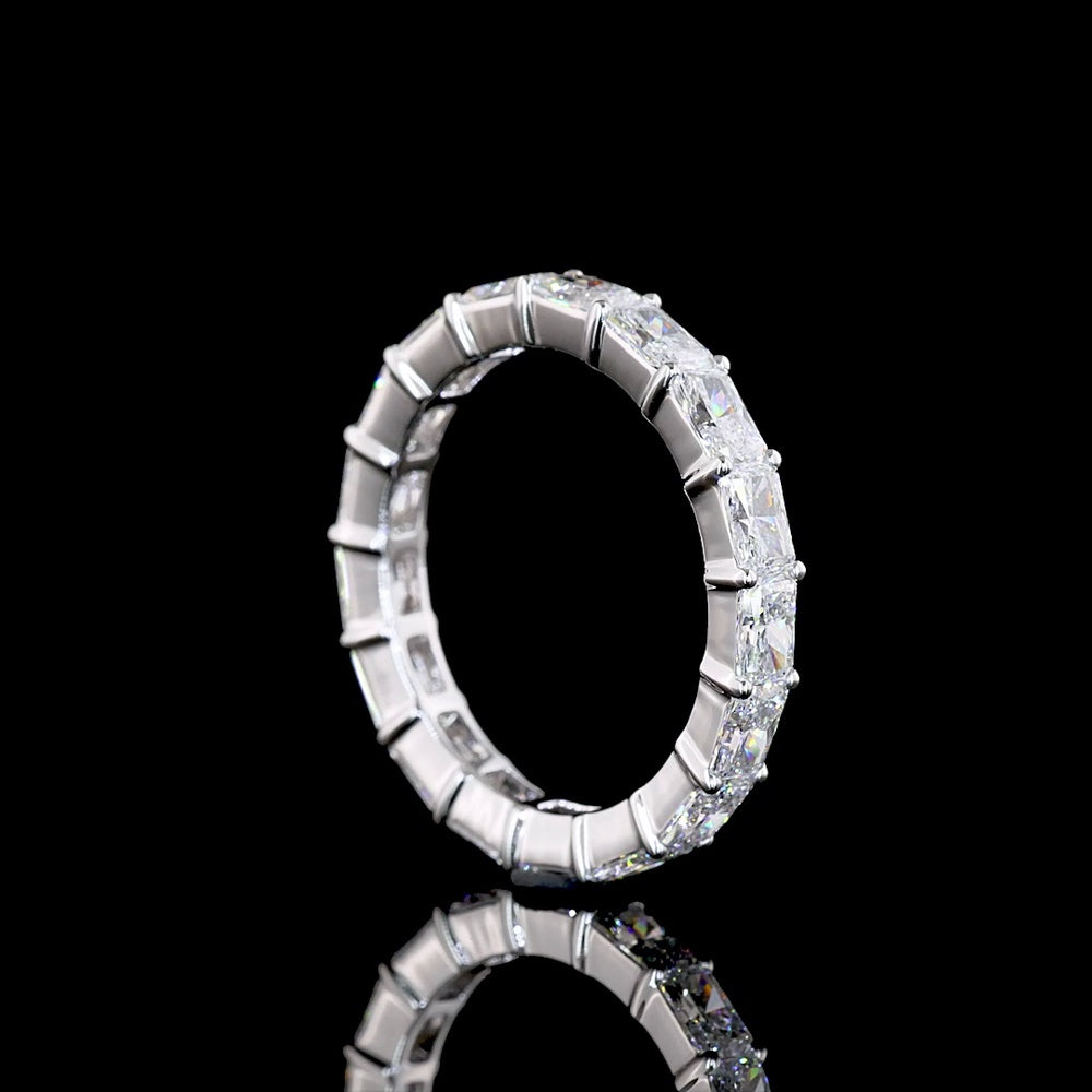 18K White Gold Eternity Band with East-West Prong Set Radiant Cut Lab Diamonds - 2.59 Carat Total Weight, E-F Color VS Clarity - Covaloro Fine Jewelry
