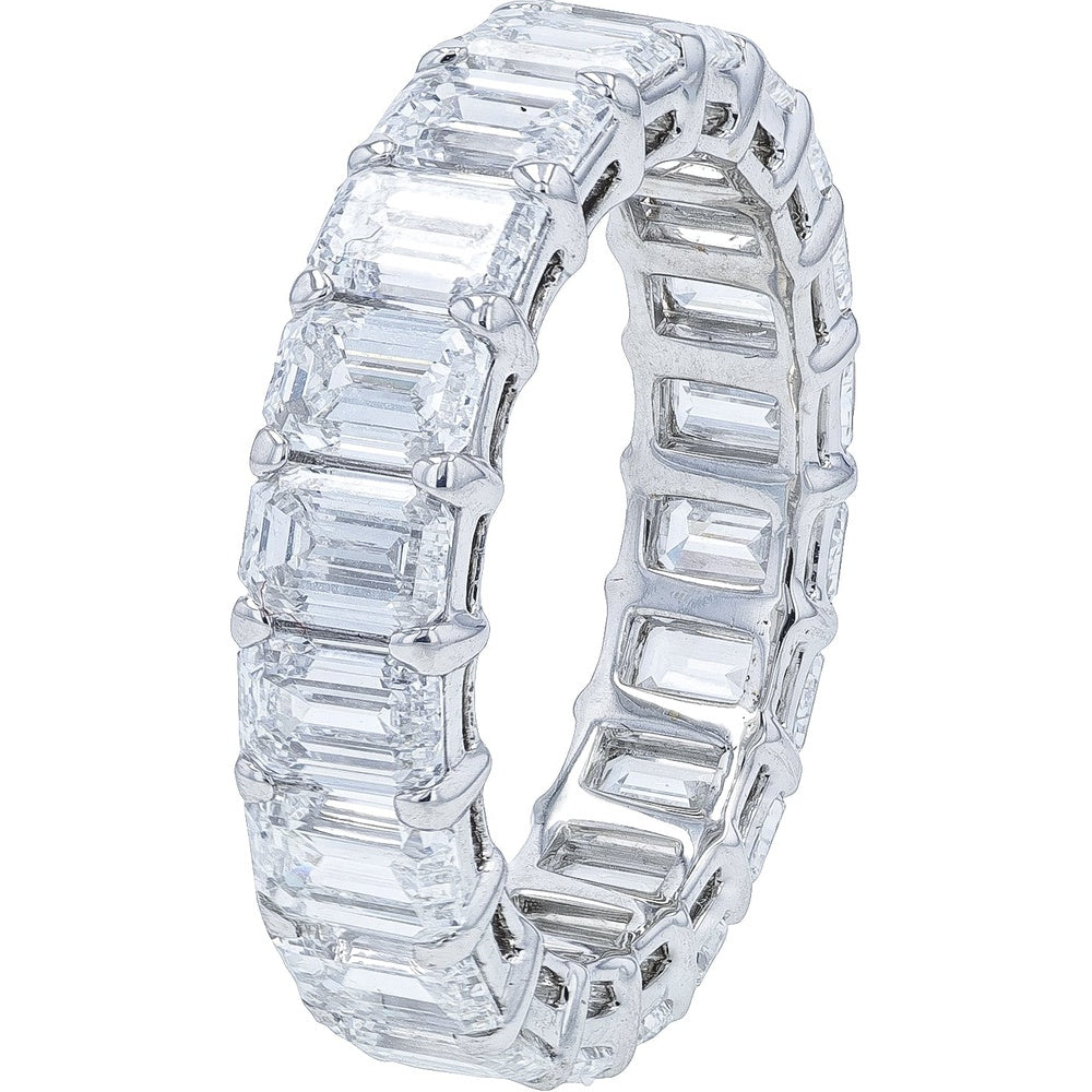 18K White Gold Eternity Band with Emerald-Cut Lab Grown Diamonds - 6.60 Carat Total Diamond Weight