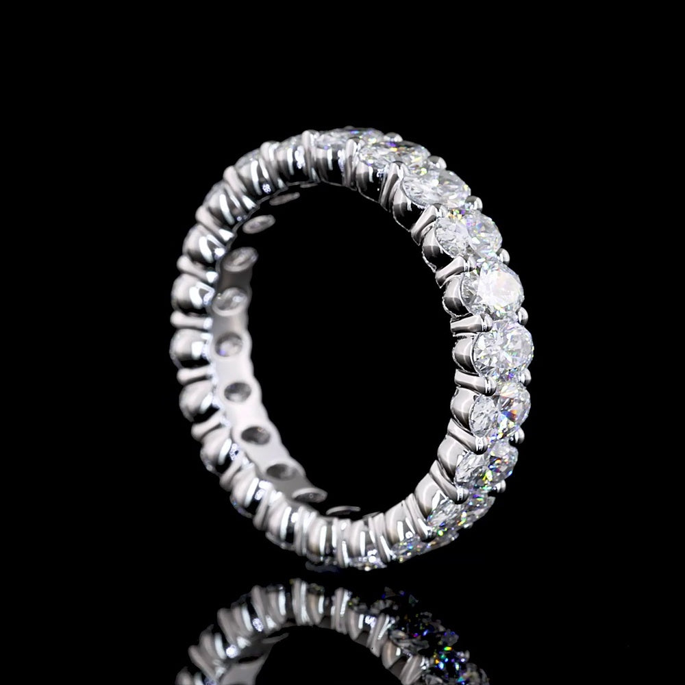 18K White Gold Eternity Band with North-South Oval Cut Lab Diamonds - 3.09 Carat Total Weight, E-F VS Clarity - Covaloro Fine Jewelry