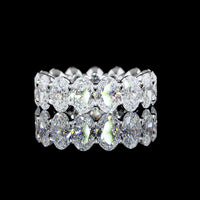18K White Gold Eternity Band with North-South Prong Set Oval Cut Lab Diamonds - 7.51 Total Carat Weight, E-F Color, VS Clarity - Covaloro Fine Jewelry