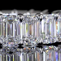 18K White Gold Eternity Band with Prong Set Emerald Cut Lab Diamonds - 8.02 Carat Total Weight, 17 Stones, E-F Color VS1 Clarity - Covaloro Fine Jewelry