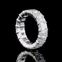18K White Gold Eternity Band with Prong Set Emerald Cut Lab Diamonds - 8.02 Carat Total Weight, 17 Stones, E-F Color VS1 Clarity - Covaloro Fine Jewelry