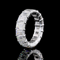 18K White Gold Eternity Band with Prong Set Emerald Cut Lab Diamonds - 8.02 Carat Total Weight, 17 Stones, E-F Color VS1 Clarity - Covaloro Fine Jewelry