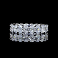 18K White Gold Eternity Band with Prong Set Oval Cut Lab Diamonds - 3.32 Carat Total Diamond Weight - Covaloro Fine Jewelry