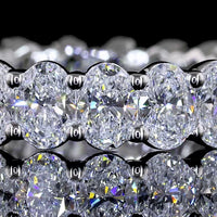 18K White Gold Eternity Band with Prong Set Oval Cut Lab Diamonds - 3.32 Carat Total Diamond Weight - Covaloro Fine Jewelry