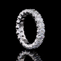 18K White Gold Eternity Band with Prong Set Oval Cut Lab Diamonds - 3.32 Carat Total Diamond Weight - Covaloro Fine Jewelry