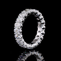 18K White Gold Eternity Band with Prong Set Oval Cut Lab Diamonds - 3.32 Carat Total Diamond Weight - Covaloro Fine Jewelry