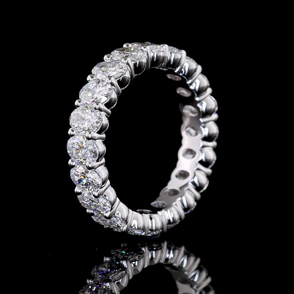 18K White Gold Eternity Band with Prong Set Oval Cut Lab Diamonds - 3.32 Carat Total Diamond Weight - Covaloro Fine Jewelry