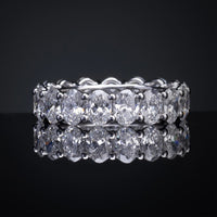 18K White Gold Eternity Band with Prong Set Oval Cut Lab Diamonds - 5.46 Carat Total Diamond Weight - Covaloro Fine Jewelry