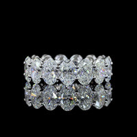 18K White Gold Eternity Band with Prong Set Oval Cut Lab Diamonds - 9.29 Carat Total Weight, E-F Color, VS1 Clarity - Covaloro Fine Jewelry
