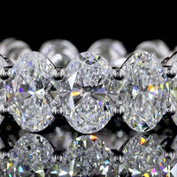 18K White Gold Eternity Band with Prong Set Oval Cut Lab Diamonds - 9.29 Carat Total Weight, E-F Color, VS1 Clarity - Covaloro Fine Jewelry