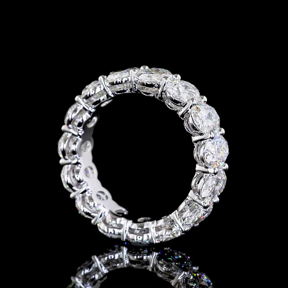 18K White Gold Eternity Band with Prong Set Oval Cut Lab Diamonds - 9.29 Carat Total Weight, E-F Color, VS1 Clarity - Covaloro Fine Jewelry