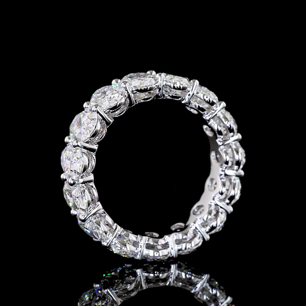 18K White Gold Eternity Band with Prong Set Oval Cut Lab Diamonds - 9.29 Carat Total Weight, E-F Color, VS1 Clarity - Covaloro Fine Jewelry