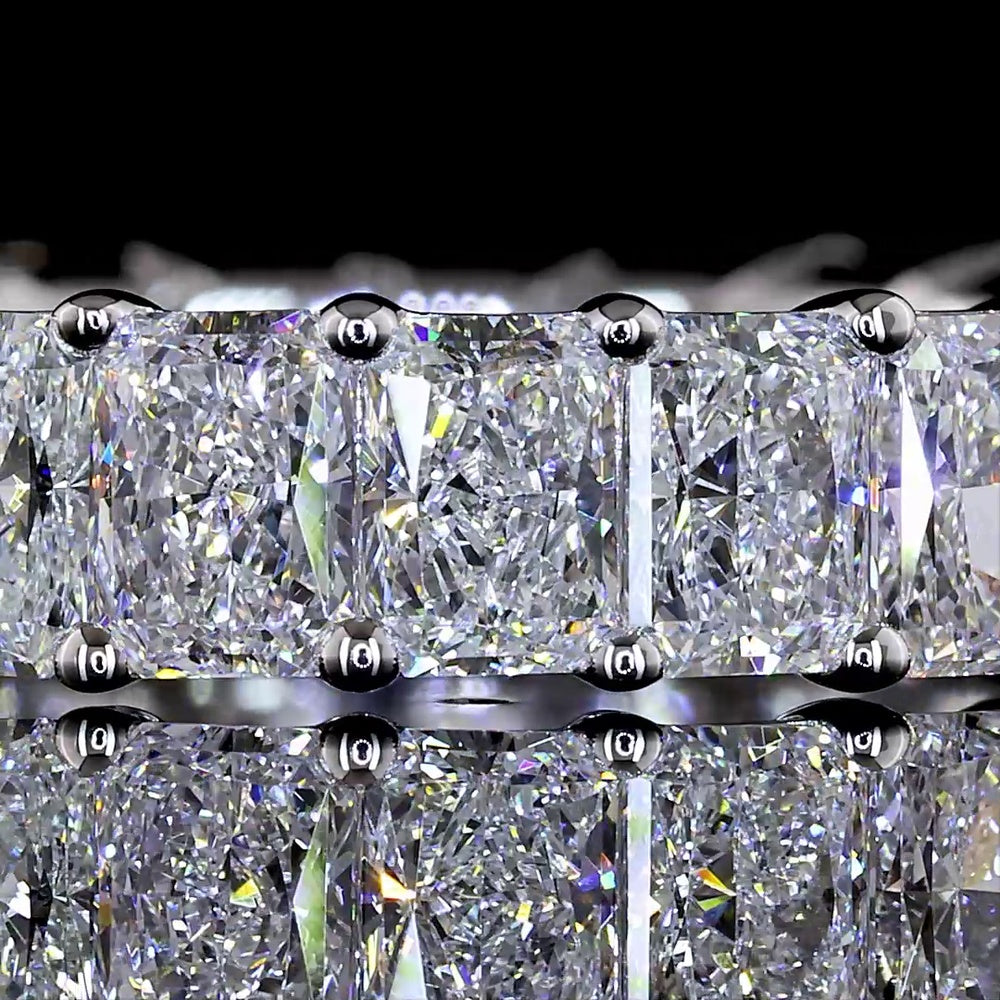 18K White Gold Eternity Band with Prong Set Radiant Cut Lab Diamonds - 3.74 Carat Total Diamond Weight - Covaloro Fine Jewelry