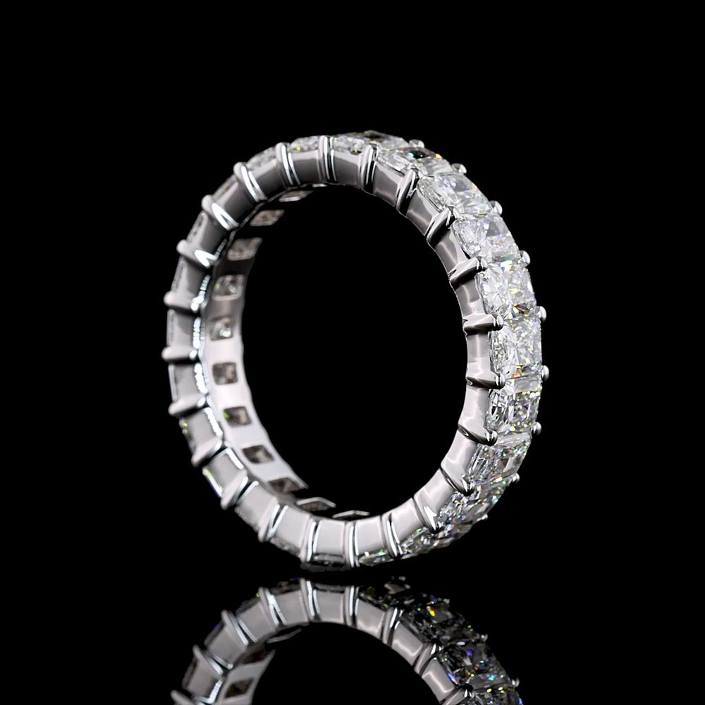 18K White Gold Eternity Band with Prong Set Radiant Cut Lab Diamonds - 3.74 Carat Total Diamond Weight - Covaloro Fine Jewelry