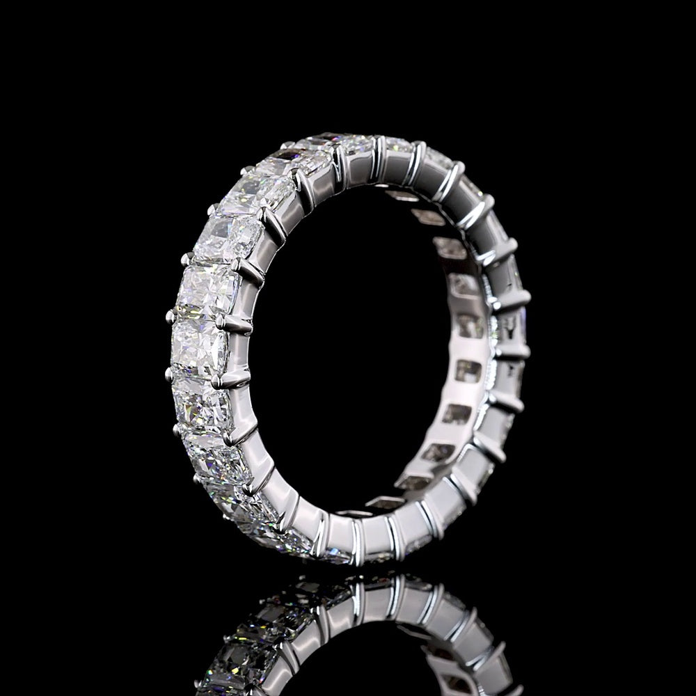 18K White Gold Eternity Band with Prong Set Radiant Cut Lab Diamonds - 3.74 Carat Total Diamond Weight - Covaloro Fine Jewelry