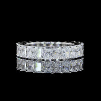 18K White Gold Eternity Band with Prong Set Radiant Cut Lab Diamonds - 4.02 Carats Total Weight, E-F Color, VS2 Clarity - Covaloro Fine Jewelry