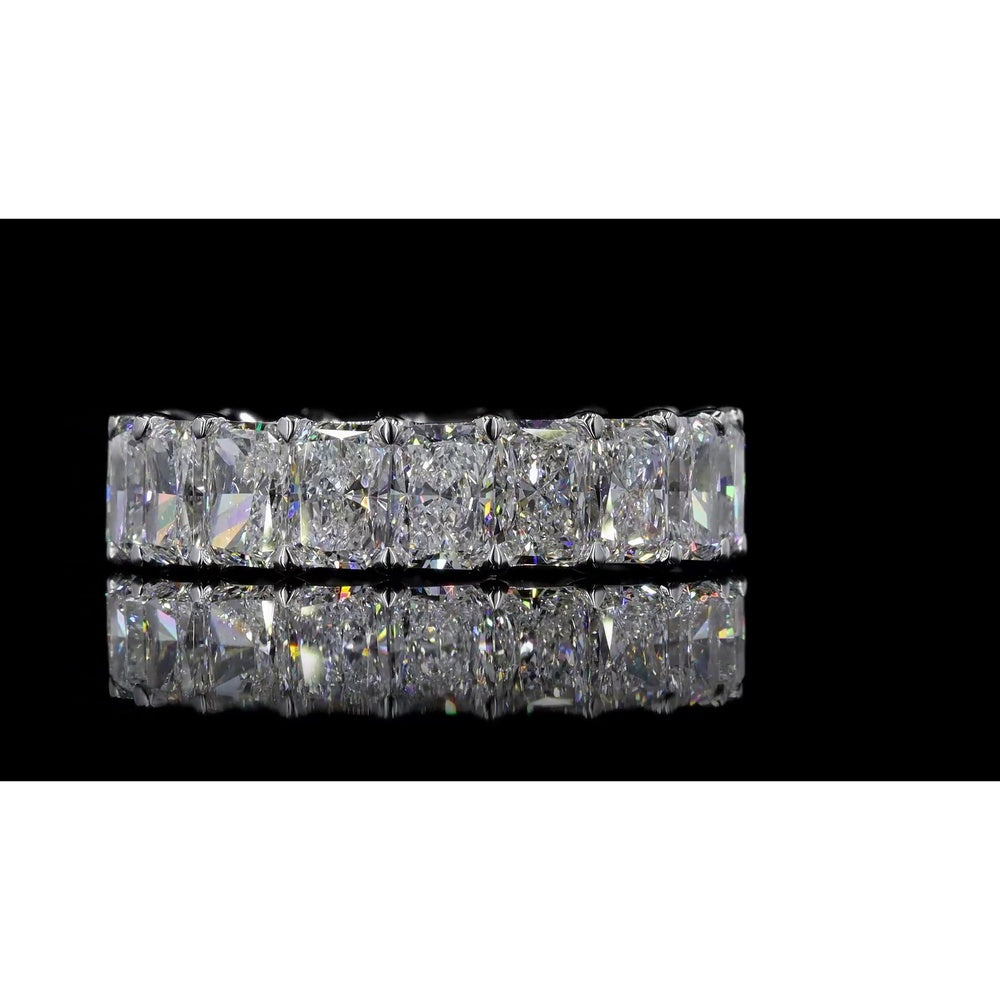 18K White Gold Eternity Band with Prong Set Radiant Cut Lab Diamonds - 8.46 Carat Total Weight, 16 Stones - Covaloro Fine Jewelry