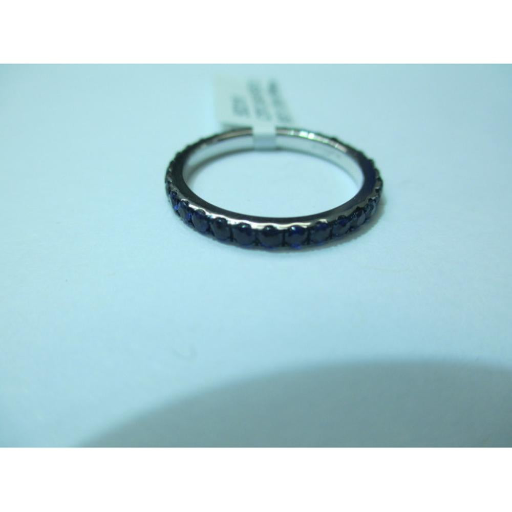 18K White Gold Eternity Band with Round Blue Sapphires by Afarin
