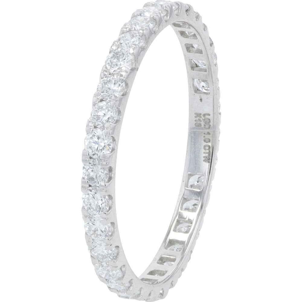 18K White Gold Eternity Band with Round Lab-Grown Diamonds - 1.00 Carat Total Diamond Weight - Size 8.5