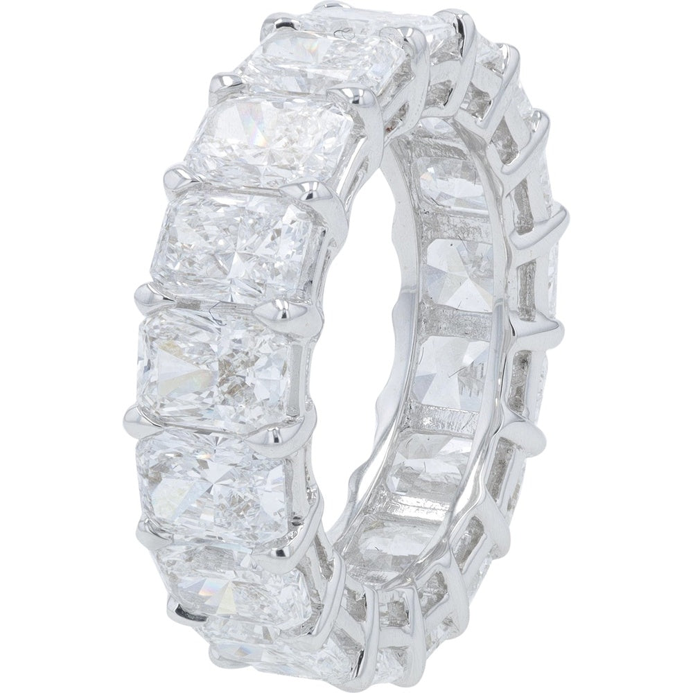 18K White Gold Eternity Band with Shared-Prong Set Cushion Cut Lab Grown Diamonds - 8.50 Carat Total Diamond Weight