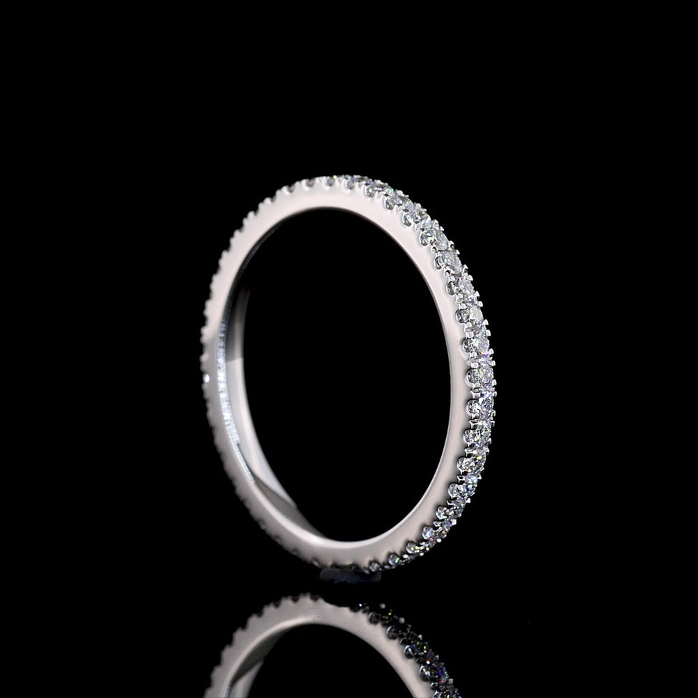 18K White Gold Eternity Band with U-Prong Set Round Lab Diamonds - 0.46 Carat Total Weight, 42 Stones - Covaloro Fine Jewelry
