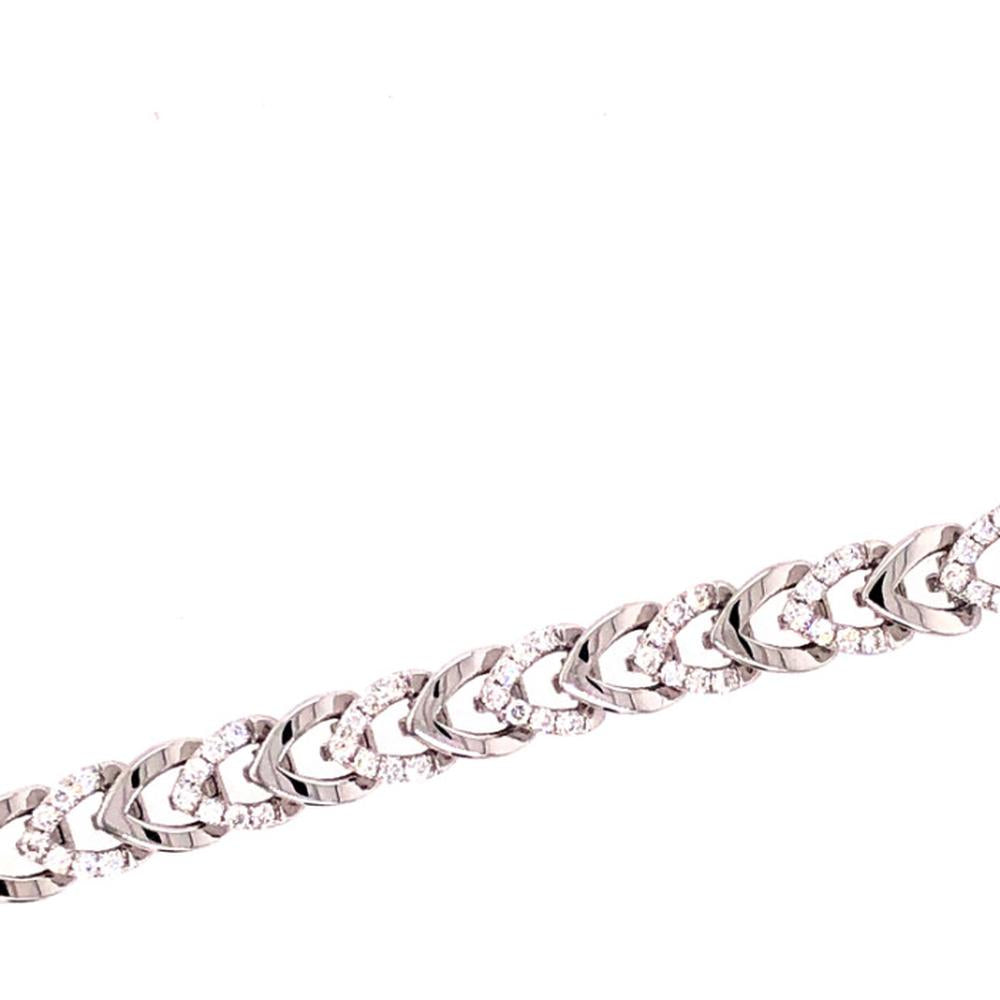 18K White Gold Fancy Link Bracelet with Diamond Accents by Afarin