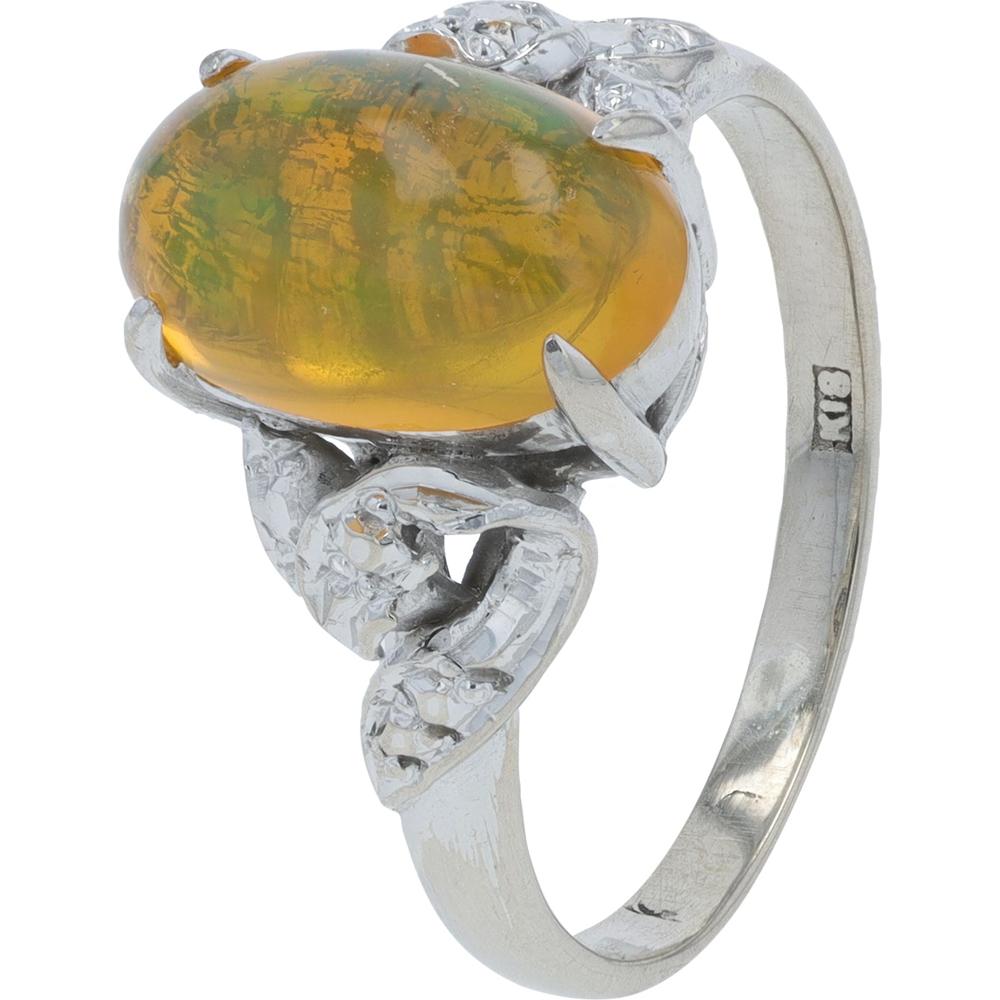 18K White Gold Fire Opal Ring - 1.38 Carat Total Opal Weight