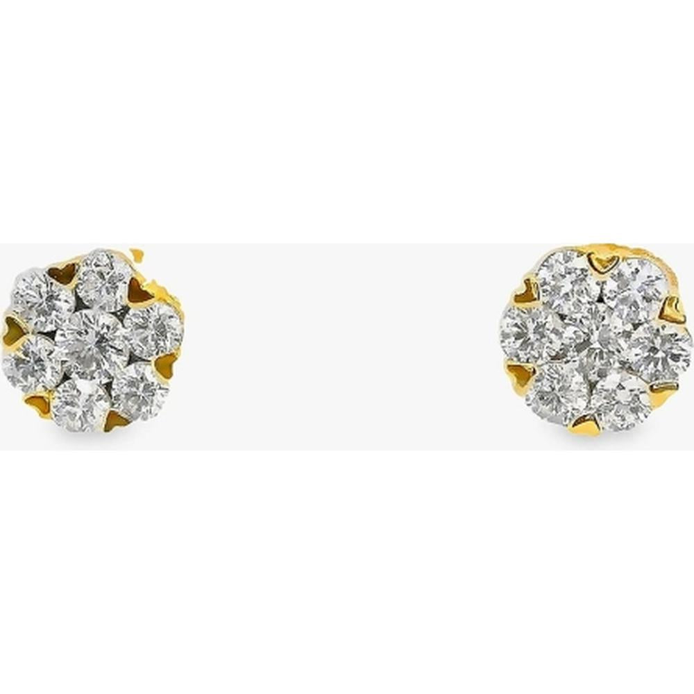 18K White Gold Floral Cluster Diamond Stud Earrings by Afarin