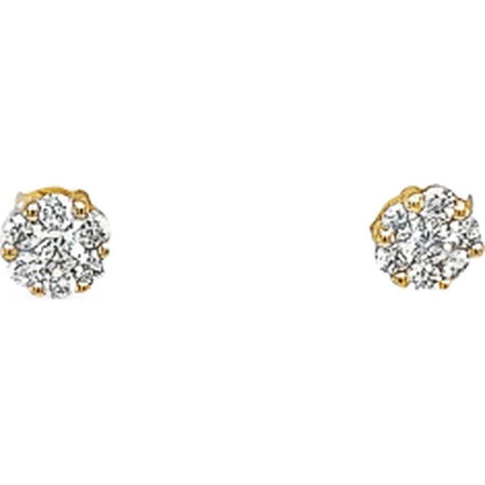 18K White Gold Floral Cluster Diamond Stud Earrings by Afarin