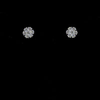 18K White Gold Floral Cluster Stud Earrings with Brilliant Round Lab Diamonds - 1.96 Carat Total Diamond Weight - Covaloro Fine Jewelry