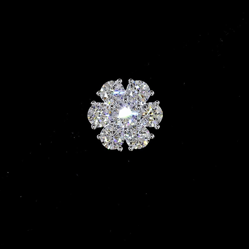 18K White Gold Floral Cluster Stud Earrings with Brilliant Round Lab Diamonds - 1.96 Carat Total Diamond Weight - Covaloro Fine Jewelry