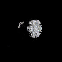 18K White Gold Floral Cluster Stud Earrings with Brilliant Round Lab Diamonds - 1.96 Carat Total Diamond Weight - Covaloro Fine Jewelry