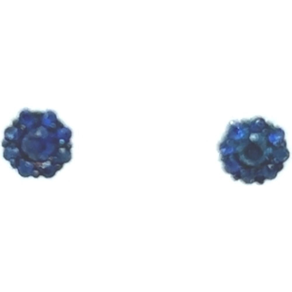 18K White Gold Floral Cluster Stud Earrings with Round Blue Sapphires by Afarin