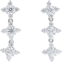 18K White Gold Floral Diamond Earrings - 0.79 Carat Total Diamond Weight