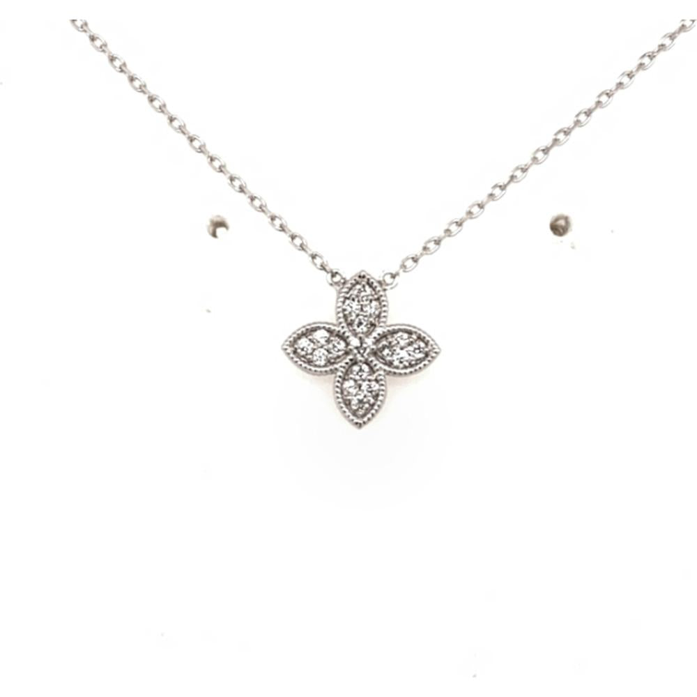 18K White Gold Floral Diamond Motif Necklace by Afarin