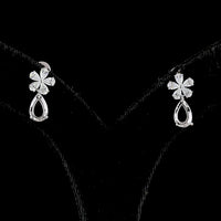 18K White Gold Floral Drop Earrings with Pear Shape Diamond Clusters and Open Pear Motif - 0.75 Carats Total Diamond Weight - Covaloro Fine Jewelry