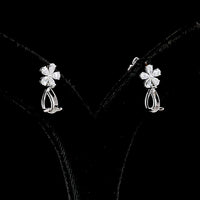 18K White Gold Floral Drop Earrings with Pear Shape Diamond Clusters and Open Pear Motif - 0.75 Carats Total Diamond Weight - Covaloro Fine Jewelry