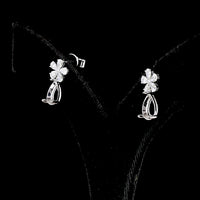 18K White Gold Floral Drop Earrings with Pear Shape Diamond Clusters and Open Pear Motif - 0.75 Carats Total Diamond Weight - Covaloro Fine Jewelry